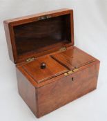 A Victorian figured walnut tea caddy, of rectangular form,