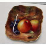 A Royal Worcester porcelain dish of lobed square form,