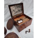 A Victorian walnut cased Symphonion, with twenty four 19.5cm diameter discs and winding handle, No.