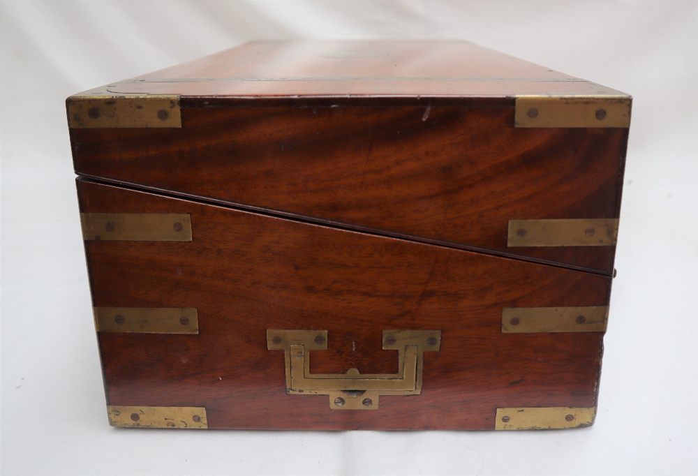 A 19th century mahogany writing slope, with a baize interior, - Image 6 of 6