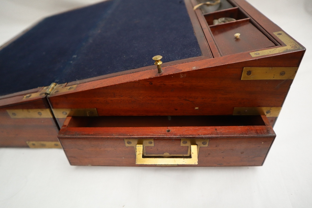 A 19th century mahogany writing slope, with a baize interior, - Image 3 of 6