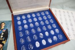 A set of forty two Danbury Mint crystal cameos depicting the Monarchs from William I to Elizabeth