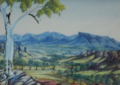 Benjamin Landara Landscape scene Watercolour Signed 24 x 33cm The artist was part of the Aranda