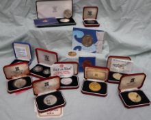 A collection of Pobjoy Mint Silver crowns including 1977 Jubilee, The Queen Mother 80th Birthday,