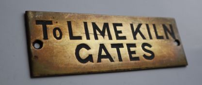 Railwayana - A brass signal box shelfplate "To LIME KILN GATES", 11.