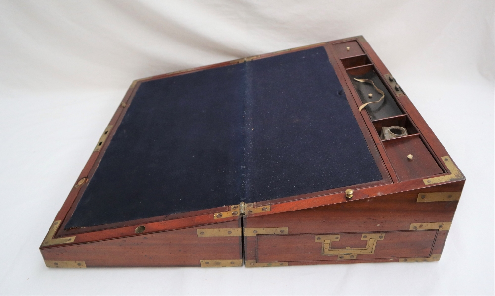 A 19th century mahogany writing slope, with a baize interior, - Image 2 of 6