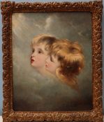 Reuben Sayers Two cherubs Oil on canvas Signed 52 x 42cm