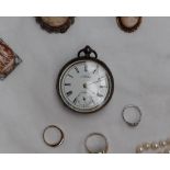 A late Victorian silver open faced pocket watch the circular enamel dial with Roman numerals and a