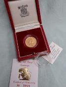 An Elizabeth II gold proof sovereign, dated 1987,