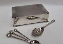 An Elizabeth II silver cigarette box, of rectangular form on gadrooned legs, Birmingham, 1959,