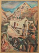 Grisha Oscheroff Mountainous landscape Watercolour Signed and dated '28 52.5 x 37.