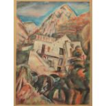 Grisha Oscheroff Mountainous landscape Watercolour Signed and dated '28 52.5 x 37.