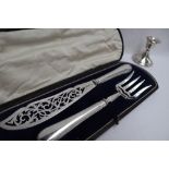 A pair of Victorian silver knife and fork fish servers, with pierced blade and tines, Sheffield,