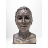 Angela Palmer Head of a girl Ceramic with bronze finish Signed 23cm high Apple Store gallery