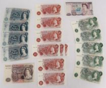 A collection of Bank of England bank notes,