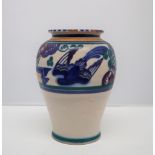 A Carter Stabler and Adams Poole pottery vase, decorated with blue birds in flight, impressed mark,