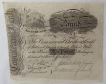 A copy / forgery of An early 19th century white One Pound Note,