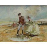 John Strickland Goodall Courting Watercolour Signed Betty Williams label verso 16 x 20cm