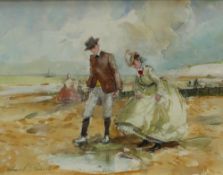 John Strickland Goodall Courting Watercolour Signed Betty Williams label verso 16 x 20cm
