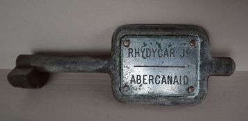 Railwayana - A single line key token "RHYDYCAR Jc - ABERCANAID",