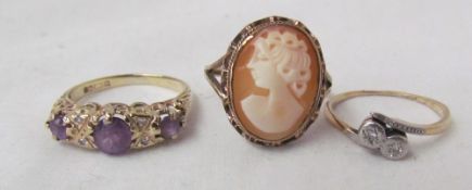 An amethyst and diamond dress ring,