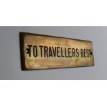 Railwayana - A brass signal box shelfplate "TO TRAVELLERS REST", 12 x 3.