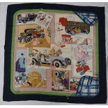 A Cathy Latham for Hermes silk scarf "L Elegance et le Confort en Automobile",