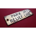 Railwayana - A brass signal box shelfplate "PARK Jc RELIEF LINE", 12 x 3.