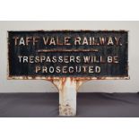 Railwayana - a large cast iron sign "Taff Vale Railway,