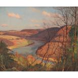 Donald H Floyd A river meandering through a valley Oil on canvas Signed 62 x 75cm ***Artists