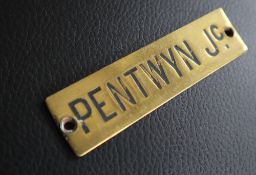 Railwayana - A brass signal box shelfplate "PENTWYN Jc", 8.2 x 2.