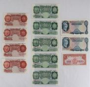 A collection of bank notes including Ten Shillings, Cyril Patrick Mahon Z60 355724,