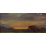 David Lloyd Griffith Sunset study Oil on board Initialled and inscribed verso 10.5 x 28.