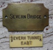 Railwayana - A brass shaped plaque "SEVERN BRIDGE", 14 x 8.