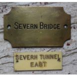 Railwayana - A brass shaped plaque "SEVERN BRIDGE", 14 x 8.