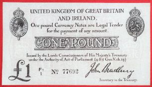 A John Bradbury One Pound note,