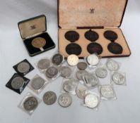 Royal Mint - a cased set of six base metal medallions cast with castles of Wales including Fflint,