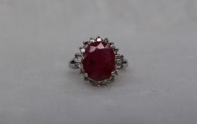 A Ruby and diamond cluster ring,