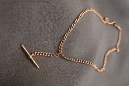 A 9ct yellow gold double Albert watch chain,