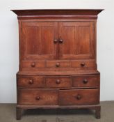 A 19th century oak linen press,