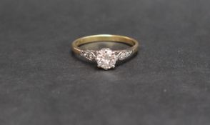 A solitaire diamond ring, the round brilliant cut diamond approximately 0.