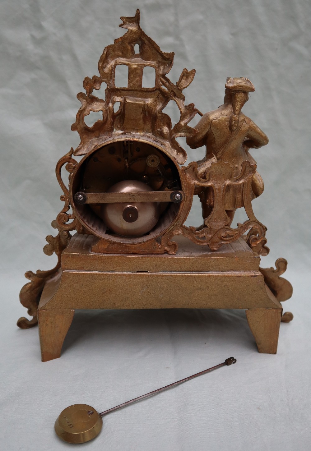 A 19th century French gilt spelter mantle clock, - Image 5 of 6