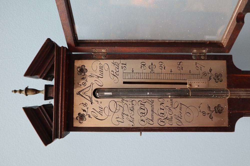 A George III mahogany stick barometer, - Image 4 of 5