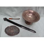 A Gorham silver pedestal dish, together with an Art Nouveau silver pin tray,