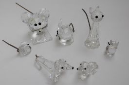 Swarovski crystal -- Two dachshunds together with cats and mice