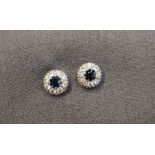 A pair of sapphire and diamond cluster earrings,