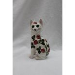 A Wemyss Esther Weeks floral painted cat, painted marks Exon 1239,