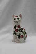 A Wemyss Esther Weeks floral painted cat, painted marks Exon 1239,