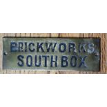 Railwayana - A brass signal box shelfplate "BRICKWORKS SOUTHBOX", 12 x 4cm,