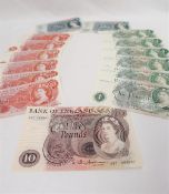 A collection of Bank of England bank notes, Jasper Quintus Hollom, including six One Pound notes,